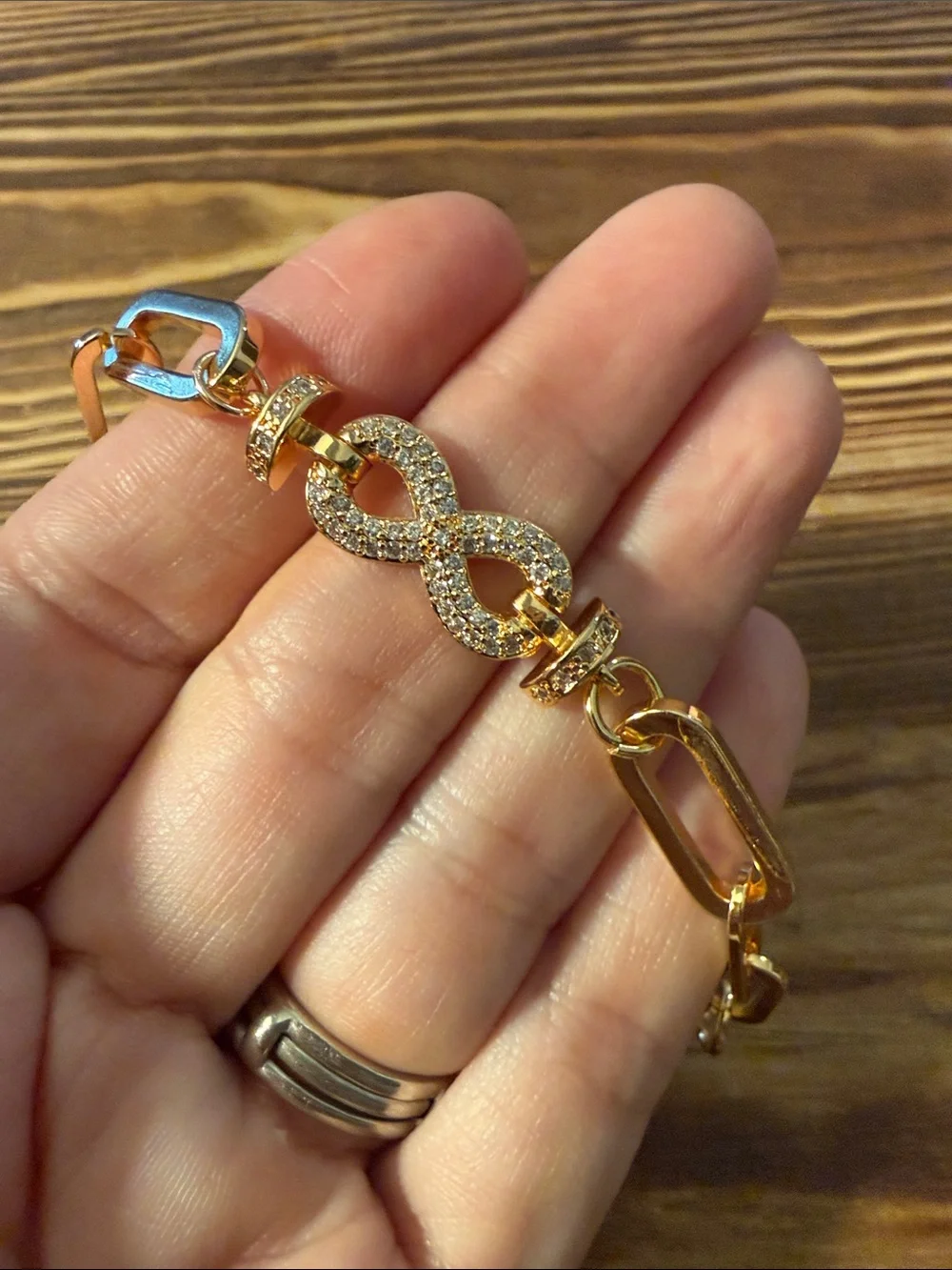 Gold Plated Infinity Link Bracelet for Women - Elegant Chain Accent